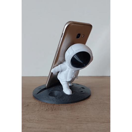 Handyhalter weisser Astronaut - 12 cm Durchmesser - 12 cm hoch - 3 D-Drucker - Visier in vielen Farben lieferbar - Mit Ständer in grau - megahobby3dcreations
