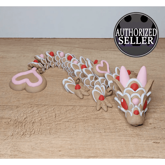 Heart Cookie Dragon - 31 cm lang - 11 cm breit - 6 cm hoch - voll beweglich - Desgin von Cinderwing - - megahobby3dcreations