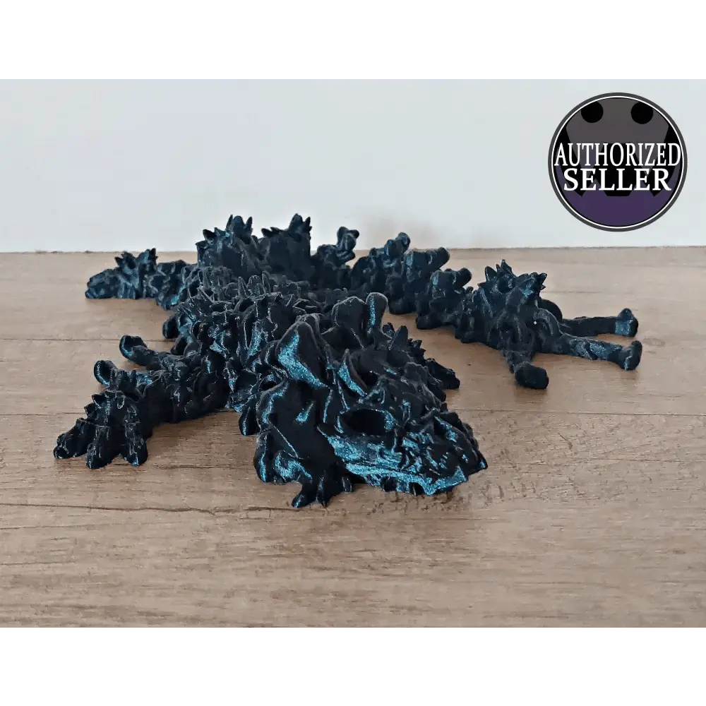 Hollow-Dragon - Grusel-Drache - 35 cm lang - mit Totenköpfen und Knochen - voll beweglich - verschiedene Farben wählbar - Halloween - megahobby3dcreations