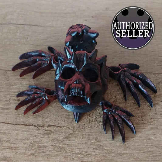 Hollow-Turtle - Totenkopf-Schildkröte - 14 cm lang - 14 cm breit - 5 cm hoch, Rot/Schwarz Metallic - megahobby3dcreations