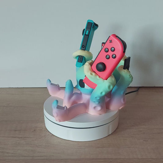 Halter kompatibel zu Nintendo-Switch als Krake / Octopus - für Switch, Controller + Spiele - 20x20x11 cm - 3D-Druck - viele Farben möglich