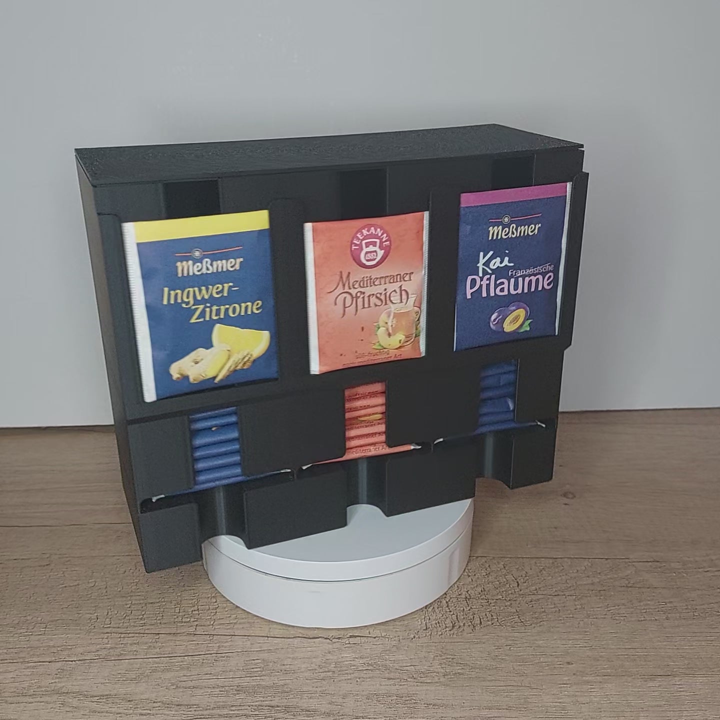 🍵 Teebeutelspender für 3 Teesorten – 3D-gedruckte Teebox mit Deckel