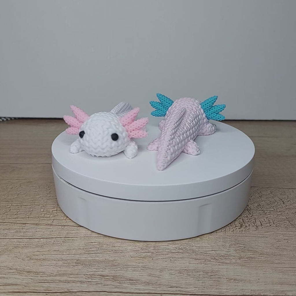 🩷 Axolotl im Strick-Look aus 3D-Druck – Niedliche Dekofigur mit einzigartiger Strickoptik