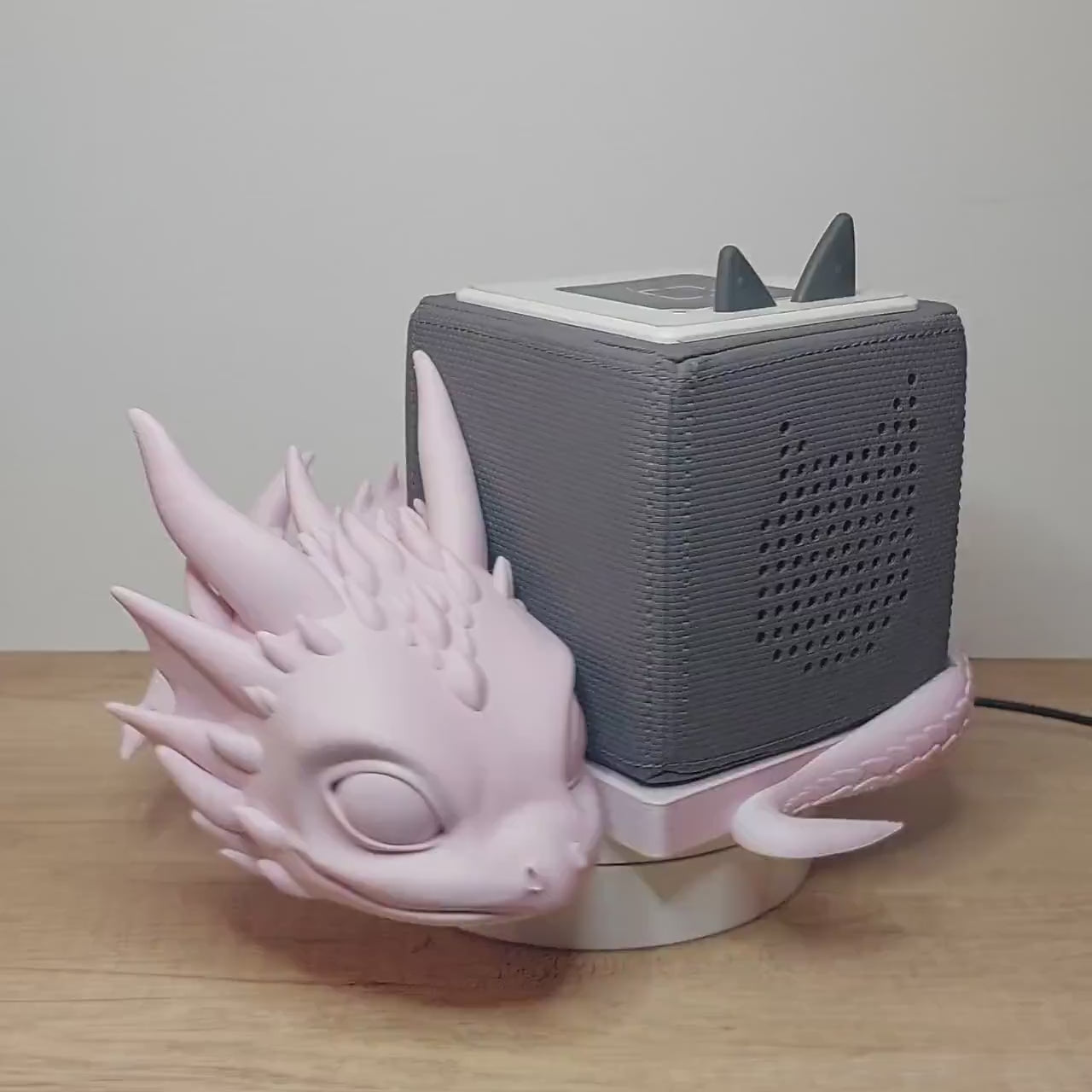 Drache kompatibel mit Tonie Box 27 x 27 x 12 cm - 3D-Drucker - rosa/weiss matt