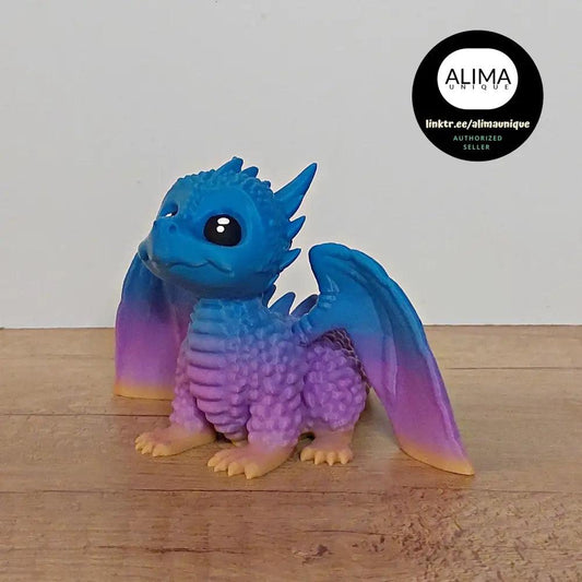 Sanddrache Sandy - 10 cm lang - 14 cm breit - 8,5 cm hoch - 3D-Drucker - Rainbow pastell schimmernd - niedlich - megahobby3dcreations
