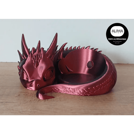 Süsser Drache kompatibel zu Alexa Echo Dot 5 - rot/schwarz - 21 x 9 x 19 cm - megahobby3dcreations
