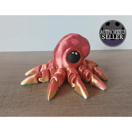 Tiny Octopus - Krake - 14 x 7 cm - voll beweglich - 3D-Druck - Farbe: vibrant rainbow - Handbemalt - megahobby3dcreations