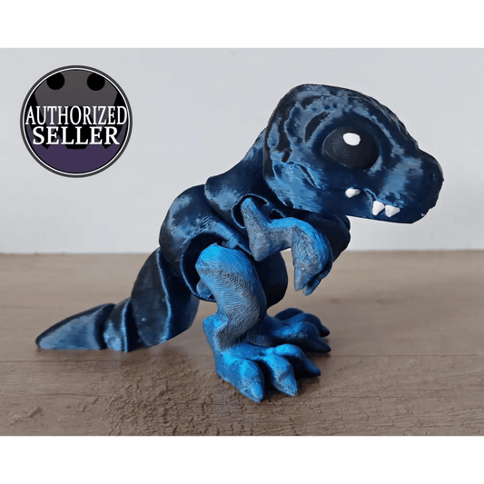 Tiny T-Rex - Dinosaurier aus 3D-Drucker - voll beweglich - 16 cm lang- Blau/Schwarz Metallic - Dino - Sammelfigur - schnelle Lieferung - megahobby3dcreations