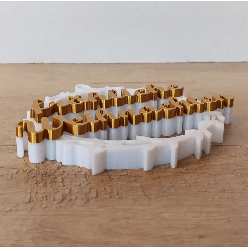 Weihnachtskranz "Zweig" - fröhliche Weihnachten - weiss mit goldener Schrift - 12,5 cm - megahobby3dcreations